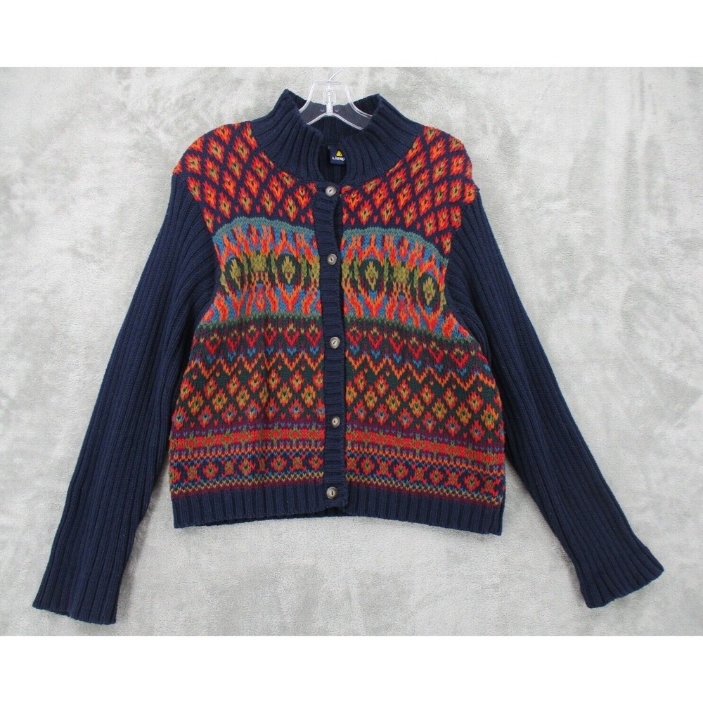 Vintage Liz Claiborne Sweater‎ Large Cardigan Western Aztec Button Southwestern